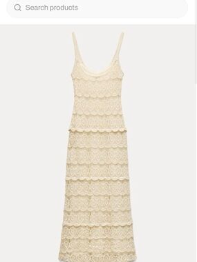 Zara Lace Crochet ( Lined )  Slip Dress in Cream NWT